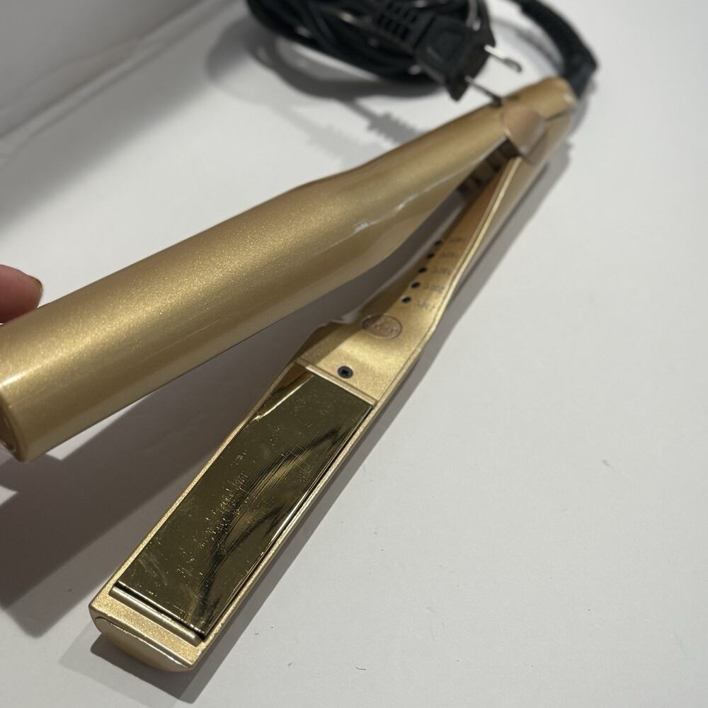 S-Shape Curved Hair Straightener Ceramic Flat Iron & Curling Wand Gold Model 105